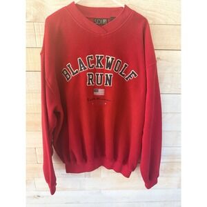 Vintage Blackwolf Run 1988 Red Long Sleeve Sweat Shirt Size Large